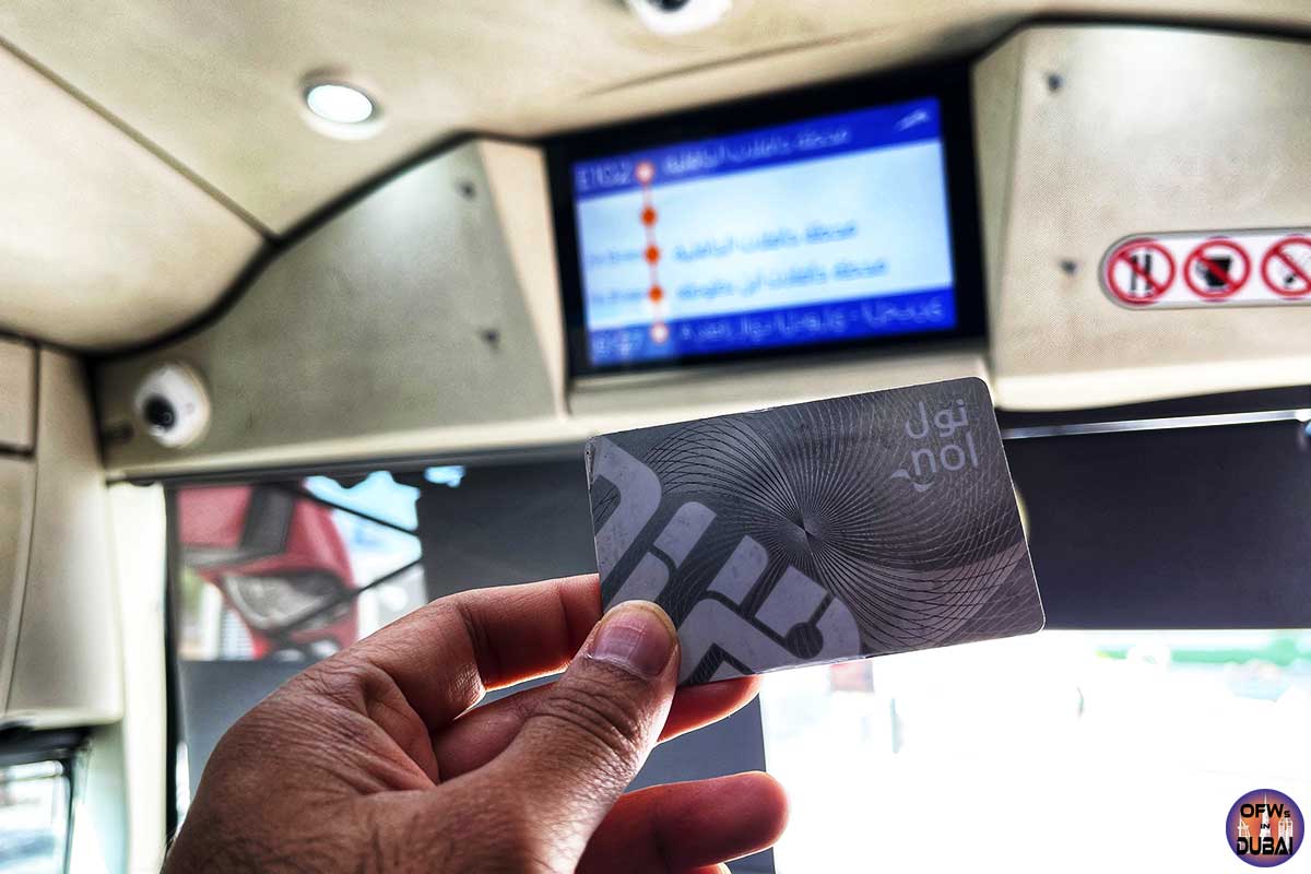 Nol card and route information inside RTA Bus -E102