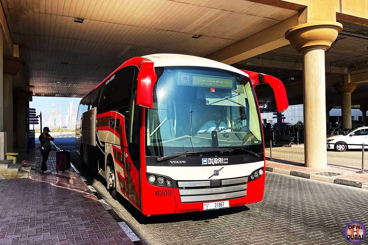 RTA Bus E102 Stopping for Drop off and pickup at Ibn Battuta Bus Station