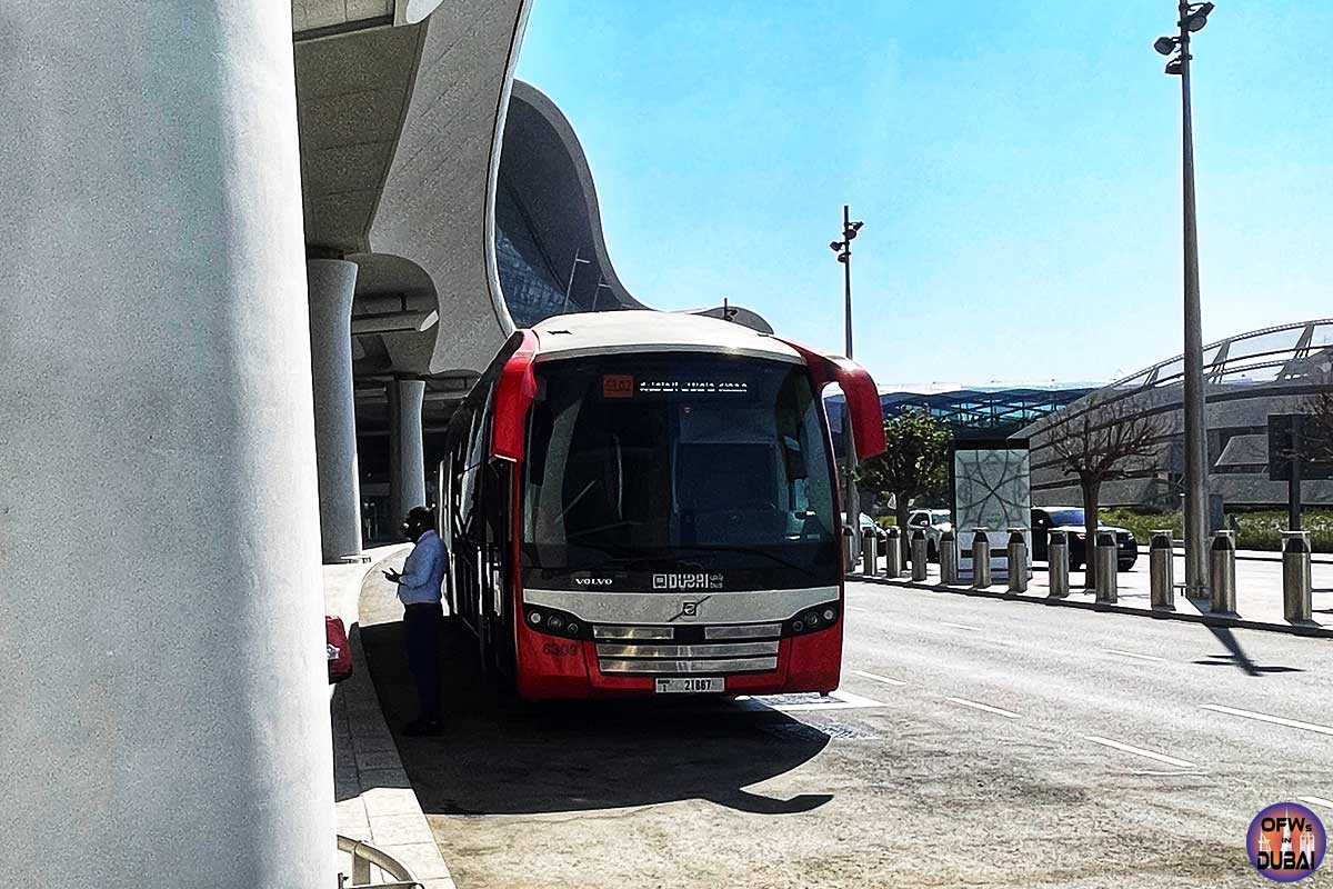 RTA Bus E102 from Abu Dhabi Zayed International Airport Arrival Area at Terminal A to Dubai