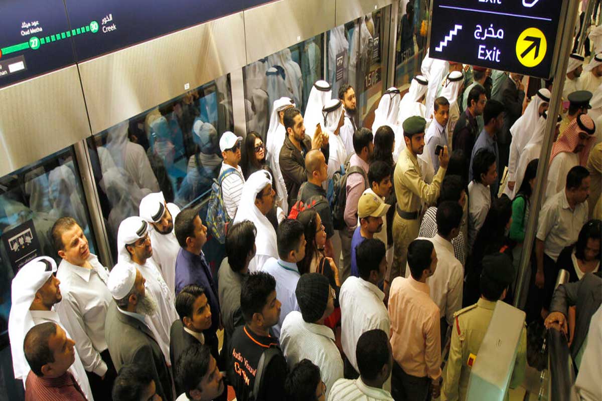 People using Dubai Metro